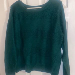 Green crew neck stripe sweater